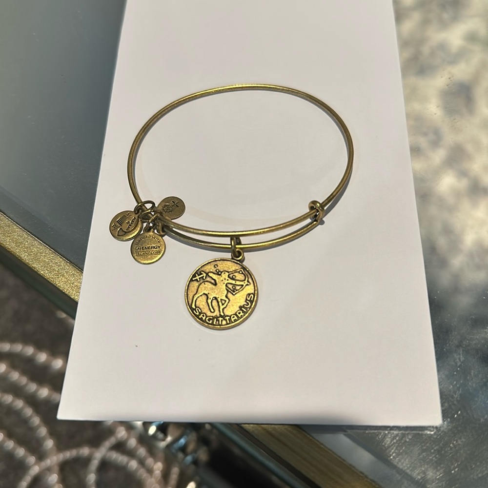 Gold Alex and Ani Horoscope/Star Sign Sagittarius charm bracelet with symbol